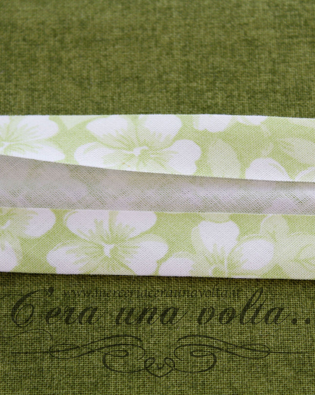 Sbieco di cotone a fiori Verde Pistacchio