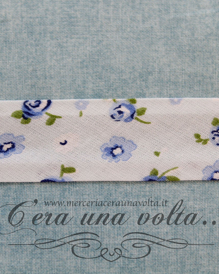 Sbieco di cotone fiori Blu