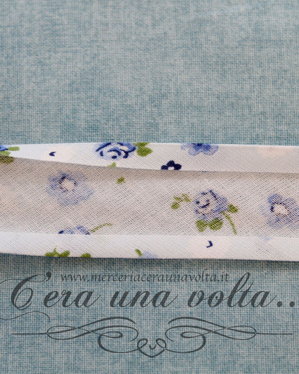 Sbieco di cotone fiori Blu