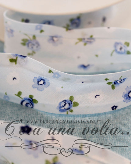 Sbieco di cotone fiori Blu