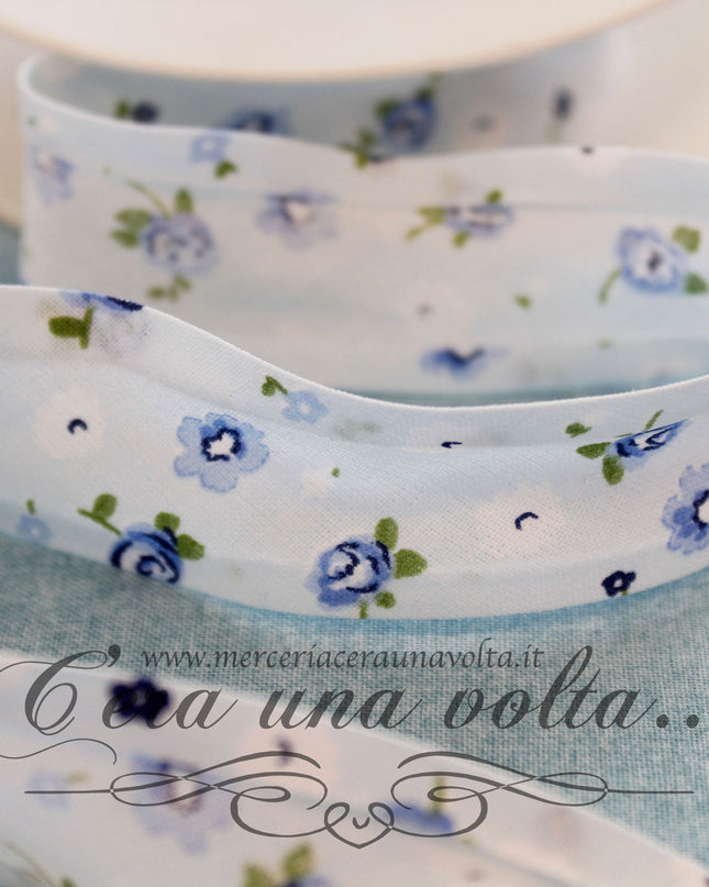 Sbieco di cotone fiori Blu