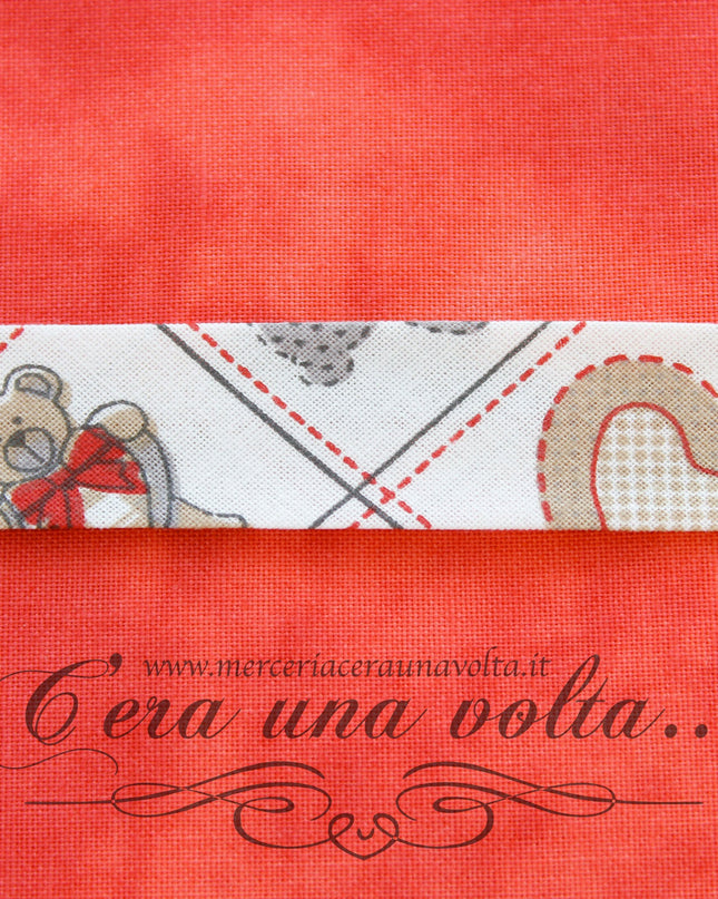Sbieco di cotone Orsetti e Cuori