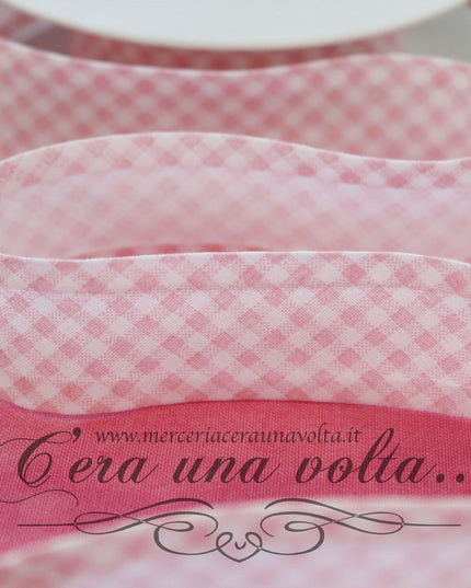 Sbieco di cotone a quadretti Rosa