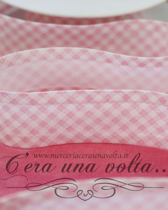 Sbieco di cotone a quadretti Rosa