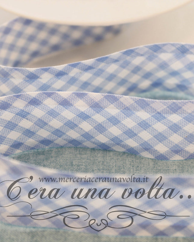 Sbieco di cotone a quadretti Azzurri