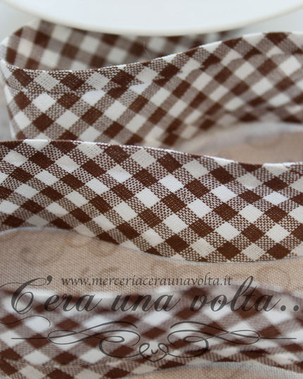 Sbieco di cotone a quadretti Marroni