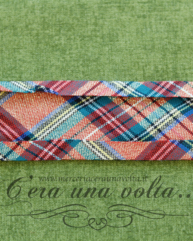 Sbieco di cotone Tartan e Lurex Oro