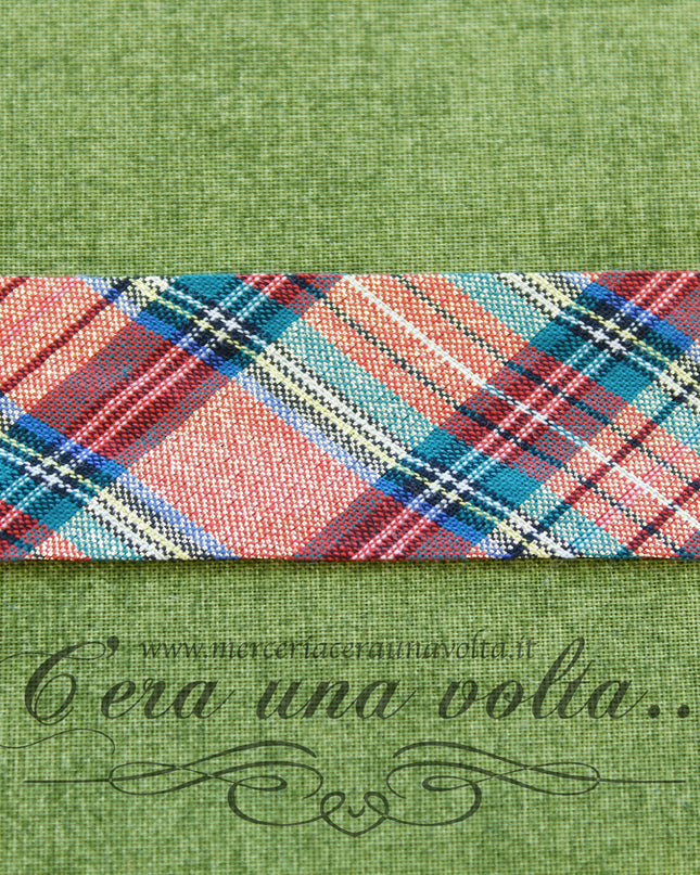 Sbieco di cotone Tartan e Lurex Oro
