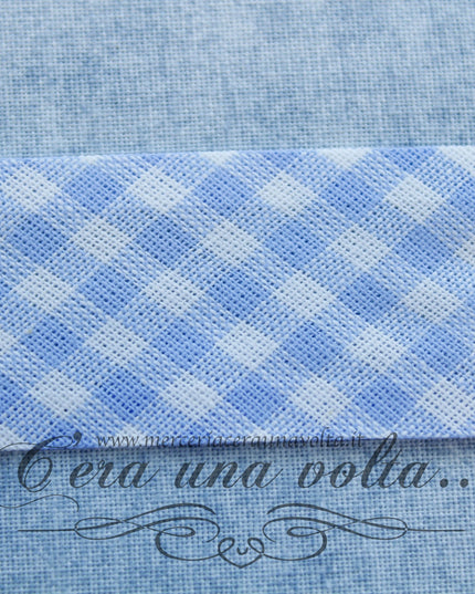 Sbieco di cotone a quadretti Azzurri