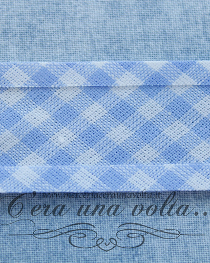 Sbieco di cotone a quadretti Azzurri