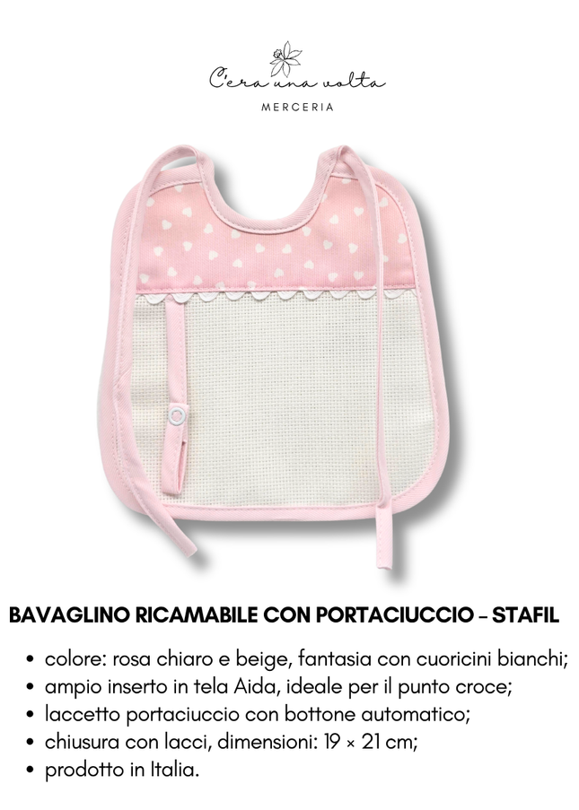 Bavaglino ricamabile con portaciuccio – STAFIL
