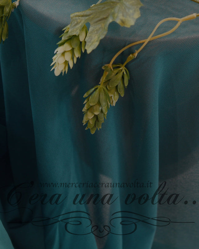 Tessuto in Tulle Elasticizzato Ottanio