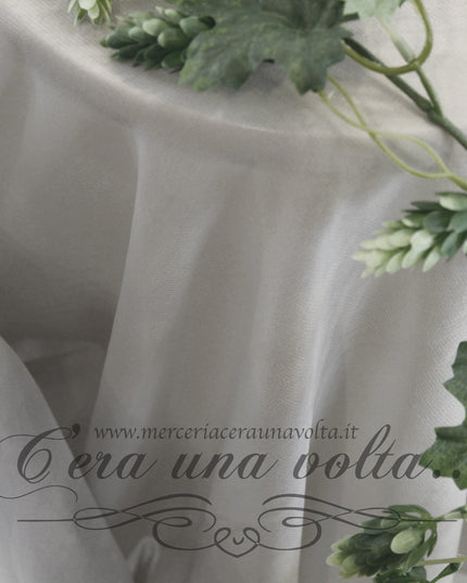 Tessuto in Tulle Elasticizzato Grigio Seta