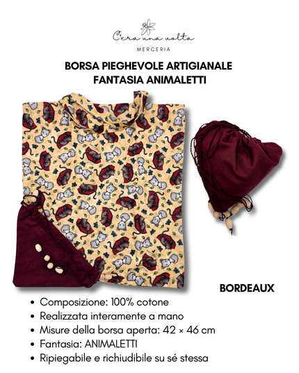 Borsa Pieghevole Artigianale – Fantasia animaletti