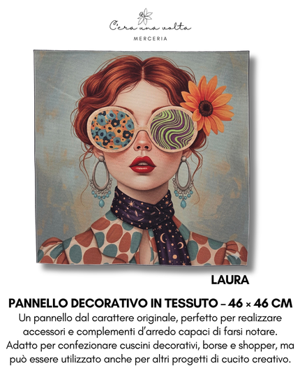 Pannello decorativo in tessuto – 46 × 46 cm (volti femminili)