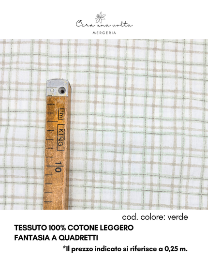 Tessuto 100% Cotone Leggero – Fantasia a Quadretti Beige