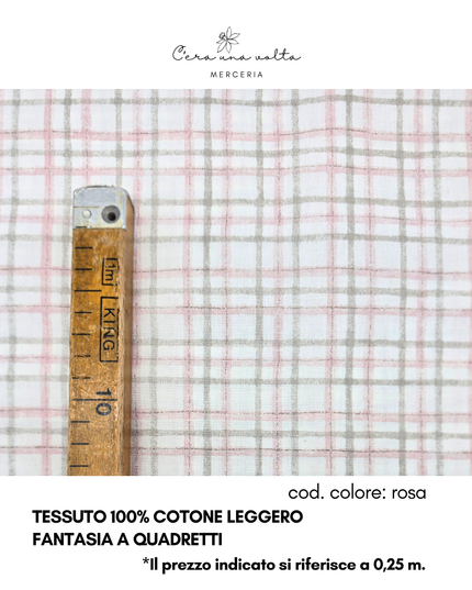 Tessuto 100% Cotone Leggero – Fantasia a Quadretti Beige