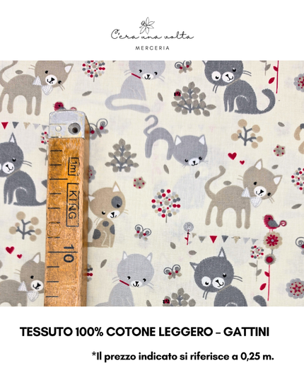 Tessuto 100% Cotone Leggero – Gattini