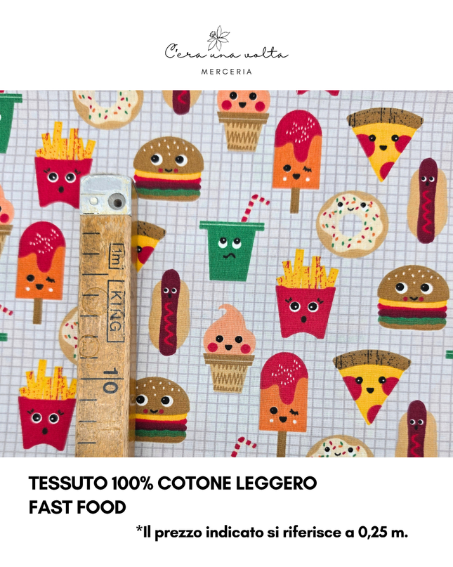 Tessuto 100% Cotone Leggero – Fast Food