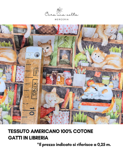 Tessuto Americano 100% Cotone – Gatti in Libreria