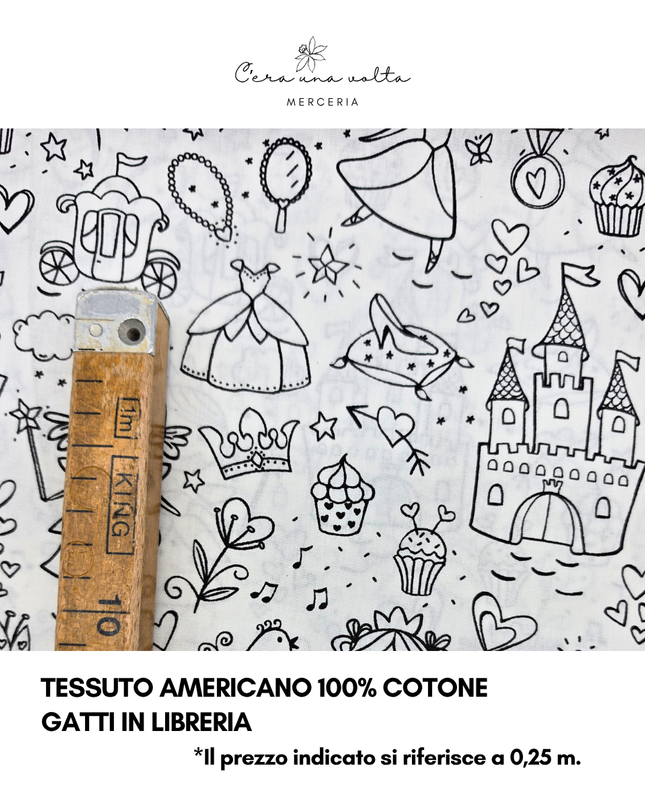 Tessuto 100% Cotone da Colorare – Principesse e Castelli