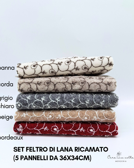 Set Feltro di lana ricamato (5 pannelli da 36x34cm)