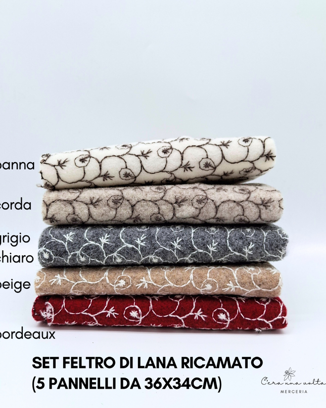Set Feltro di lana ricamato (5 pannelli da 36x34cm)