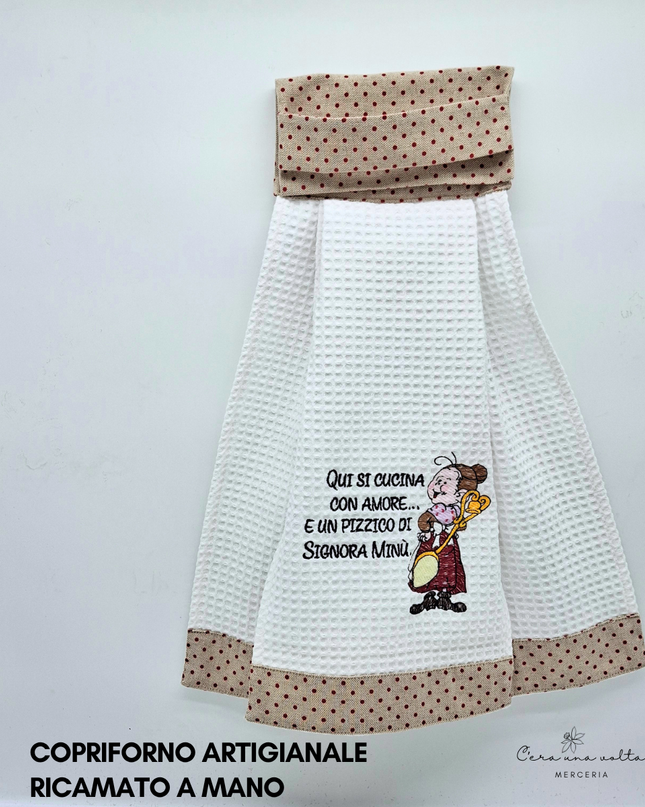 Copriforno artigianale ricamato a mano
