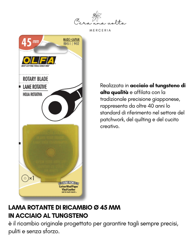Lama Rotante di Ricambio Ø 45 mm in Acciaio al Tungsteno - OLFA RB45