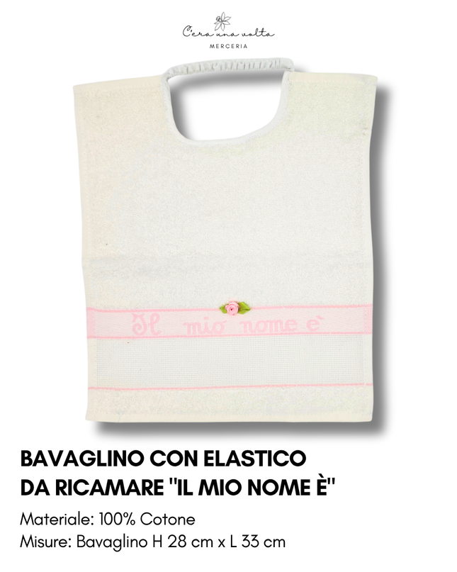 Bavaglino con elastico da ricamare "il mio nome è"