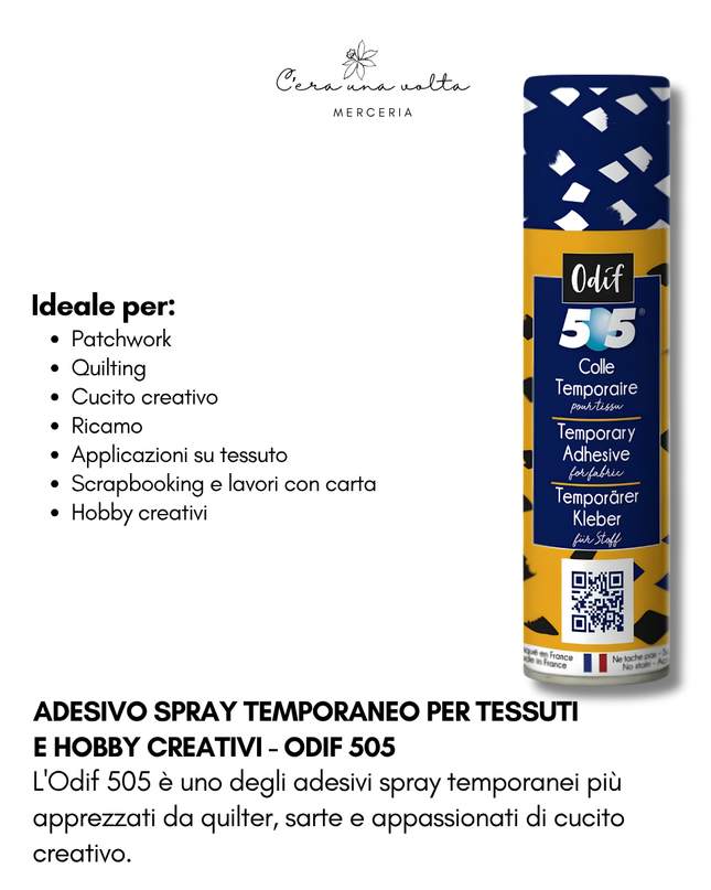 Adesivo Spray Temporaneo per Tessuti e Hobby Creativi - Odif 505