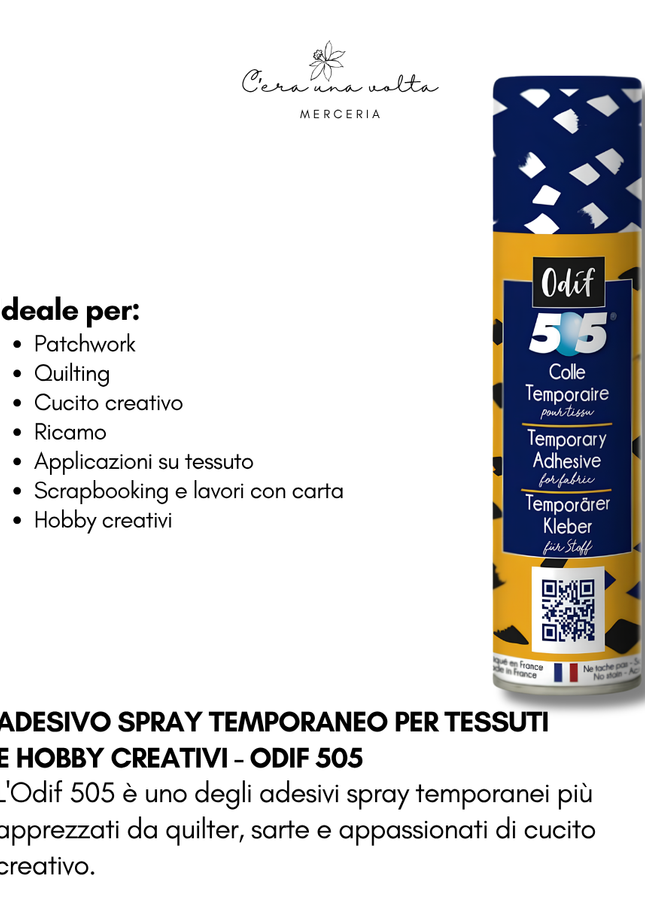 Adesivo Spray Temporaneo per Tessuti e Hobby Creativi - Odif 505