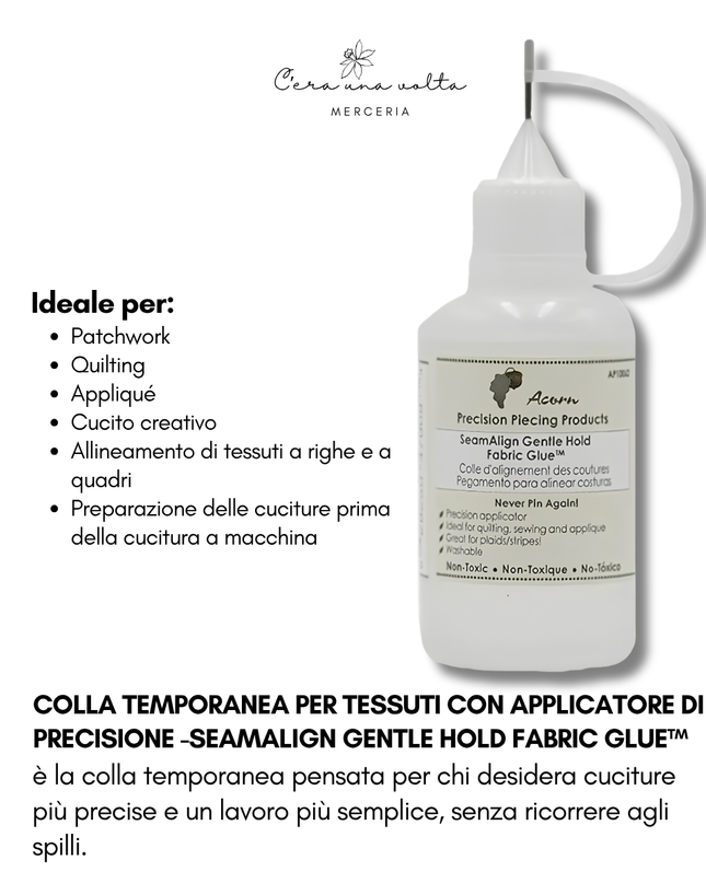 Colla Temporanea per Tessuti con Applicatore di Precisione -SeamAlign Gentle Hold Fabric Glue™