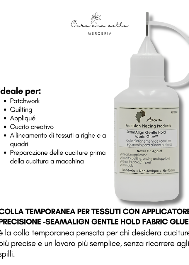 Colla Temporanea per Tessuti con Applicatore di Precisione -SeamAlign Gentle Hold Fabric Glue™