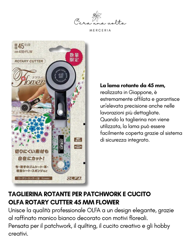 Taglierina Rotante per Patchwork e Cucito - OLFA Rotary Cutter 45 mm Flower