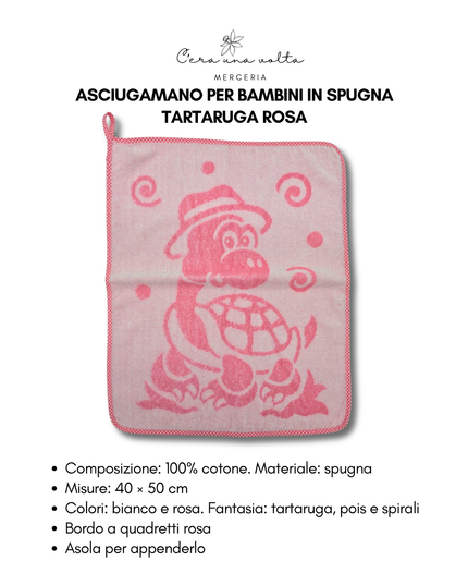 Asciugamano per bambini in spugna – Tartaruga Rosa