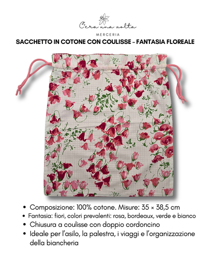 Sacchetto in Cotone con Coulisse – Fantasia Floreale