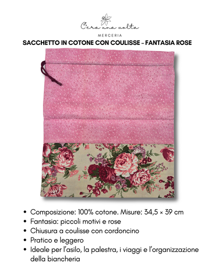 Sacchetto in Cotone con Coulisse – Fantasia Rose