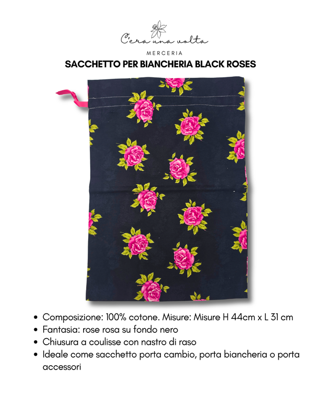 Sacchetto per biancheria Black roses