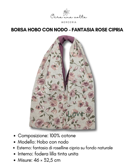 Borsa Hobo con Nodo – Fantasia rose cipria