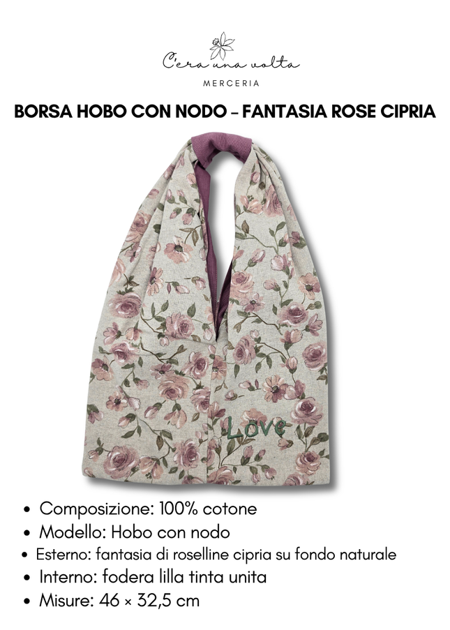 Borsa Hobo con Nodo – Fantasia rose cipria