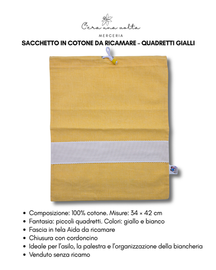Sacchetto in Cotone da Ricamare – Quadretti Gialli