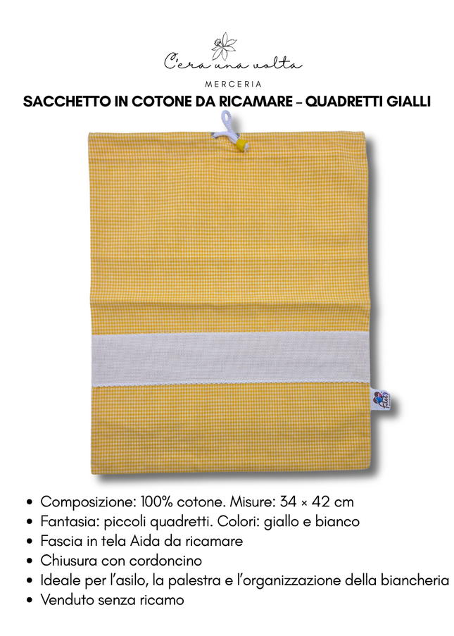 Sacchetto in Cotone da Ricamare – Quadretti Gialli